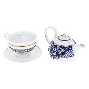 Egoist porcelain tea set for 1 person, blue