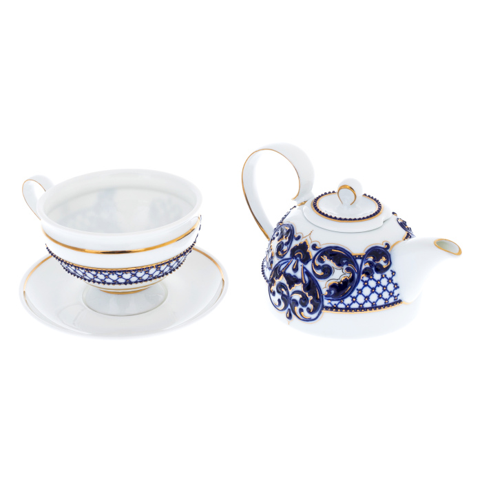Egoist porcelain tea set for 1 person, blue