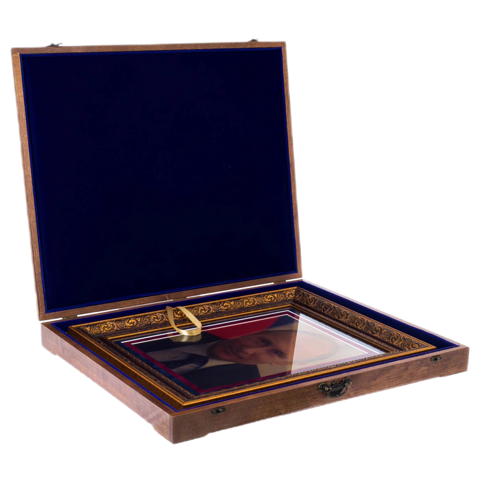 Painting on gold "President V.V. Putin" in a box