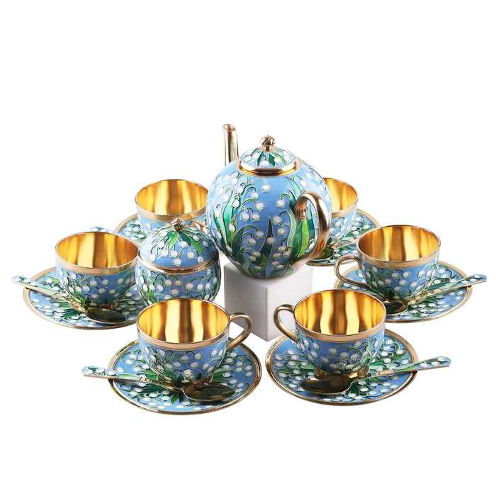 Silver tea set "Lilies of the Valley" for 6 persons, 20 items