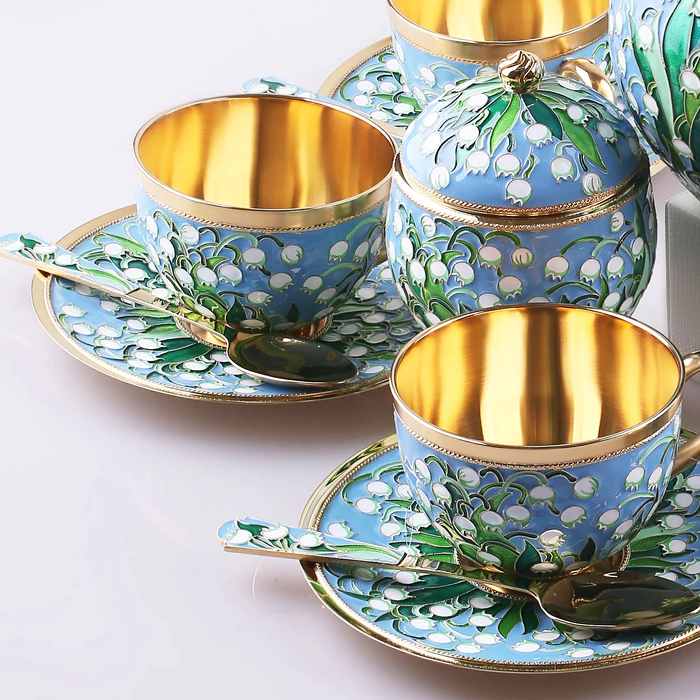 Silver tea set "Lilies of the Valley" for 6 persons, 20 items