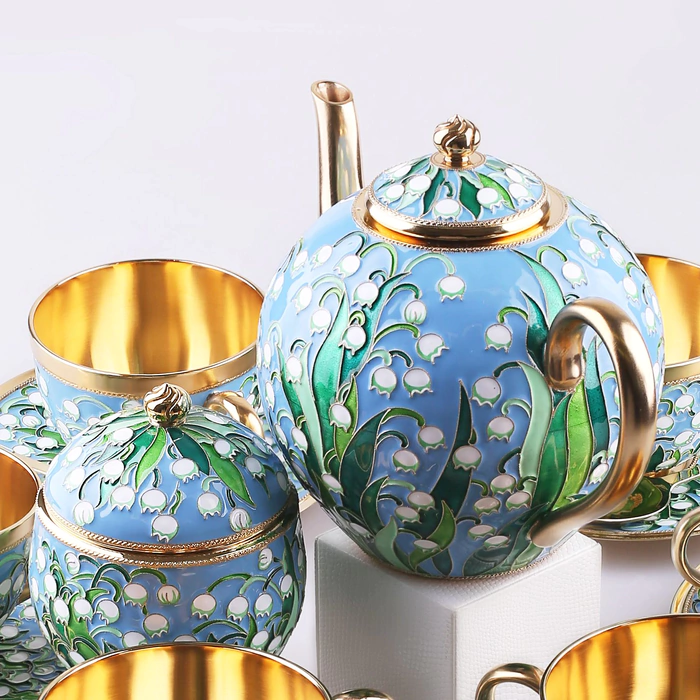 Silver tea set "Lilies of the Valley" for 6 persons, 20 items