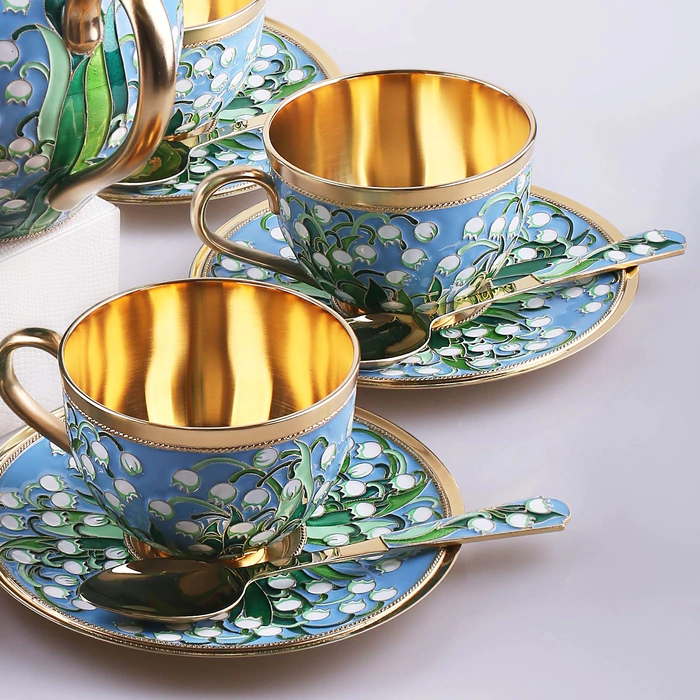 Silver tea set "Lilies of the Valley" for 6 persons, 20 items