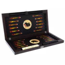 Backgammon made of stained oak and amber "Lion"