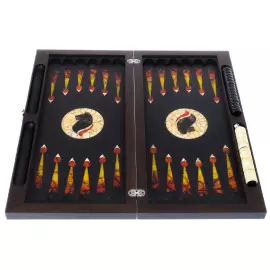 Backgammon made of stained oak and amber "Lion"