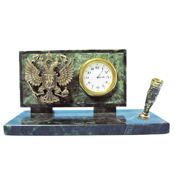 Bronze table clock "Russian Coat of Arms"