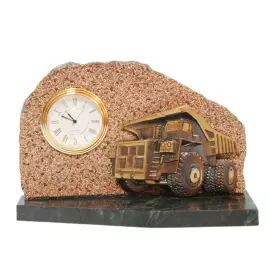 Bronze table clock "Quarry dump truck"