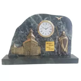 Bronze and marble table clock "Defender of the Russian Land"
