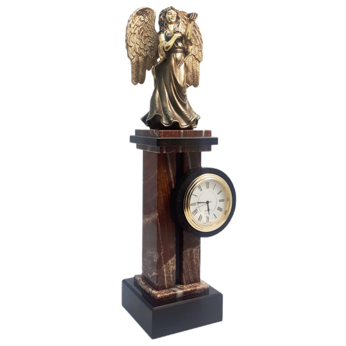 Clock-column made of bronze, jasper and dolerite "Angel of Goodness"
