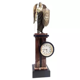 Clock-column made of bronze, jasper and dolerite "Archangel Michael"