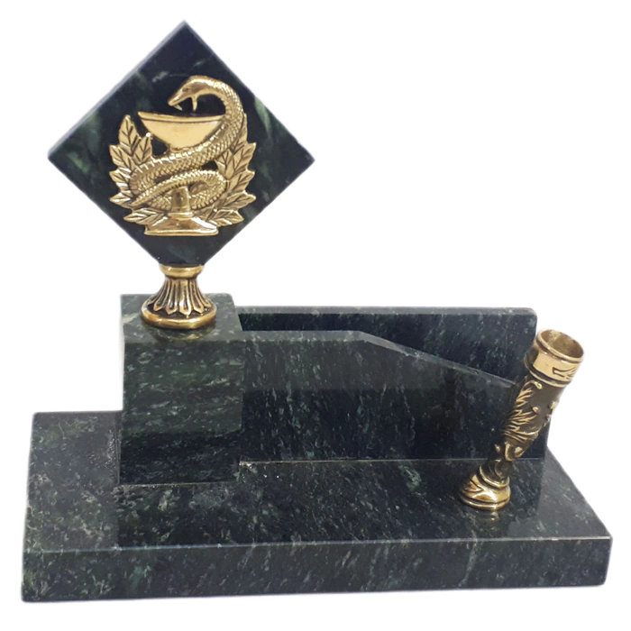 Business card holder made of bronze and coil "Health"