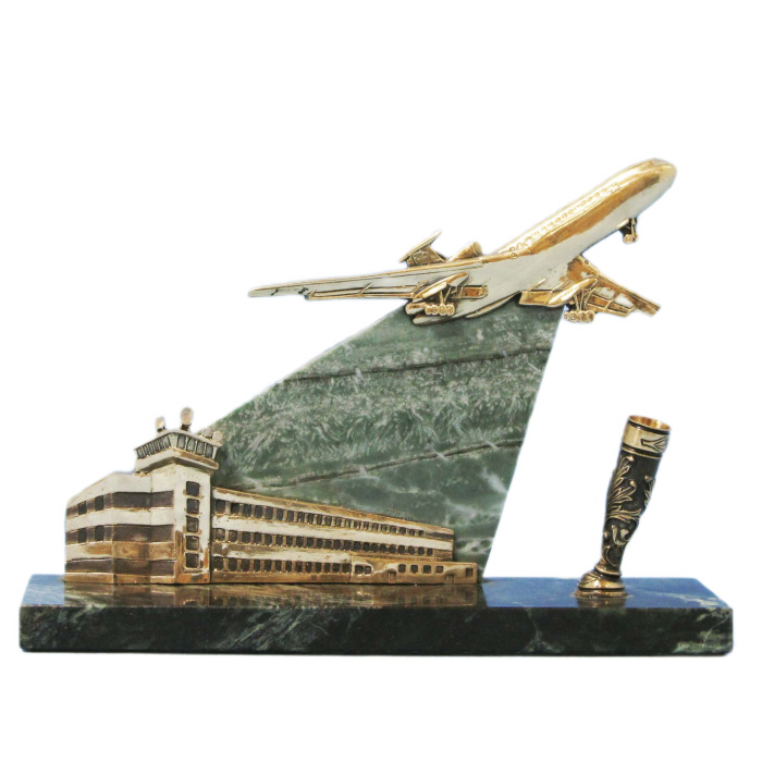 Настольный набор из бронзы, мрамора и змеевика "Аэропорт"