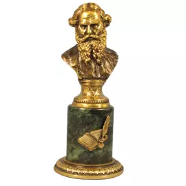 Bronze statuette and serpentine "Leo Tolstoy"