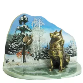 Сувенир из бронзы и змеевика "На охоте"