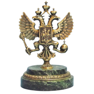 Souvenir of bronze and serpentine "Russian Coat of Arms"