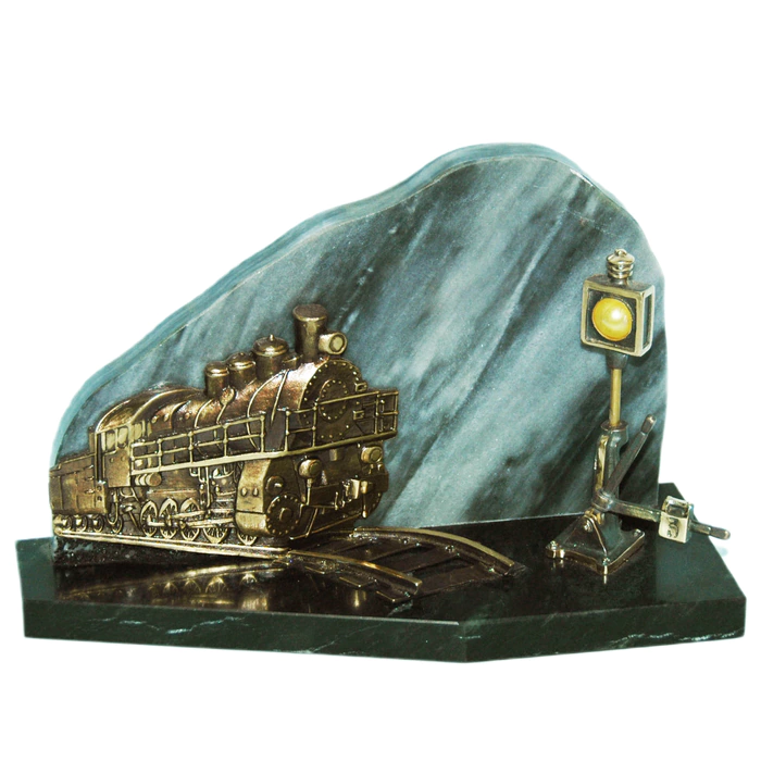 Souvenir made of bronze, marble and serpentine "Zheleznodorozhny"