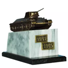 Сувенир из бронзы, мрамора и змеевика "Танк" 1941-1945