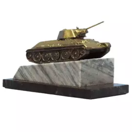 Сувенир из бронзы, мрамора и змеевика "Танк"