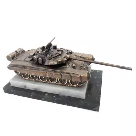 Сувенир из бронзы, мрамора и змеевика "Танк"