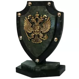 Сувенир из бронзы и змеевика "Щит. Герб России"