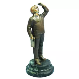 Bronze statuette and serpentine "Aviator"