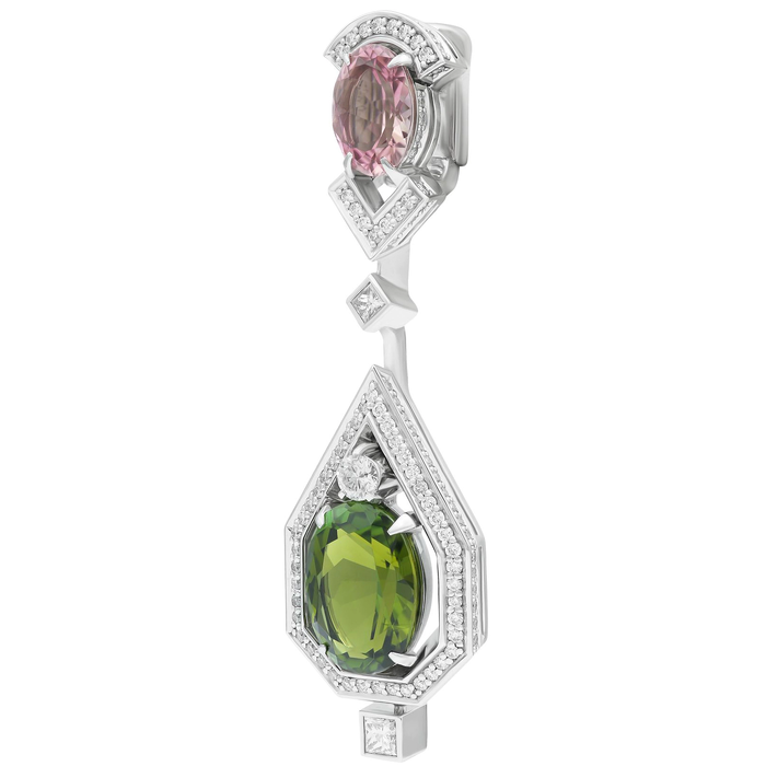 Imperial pendant in white gold with tourmaline and diamonds