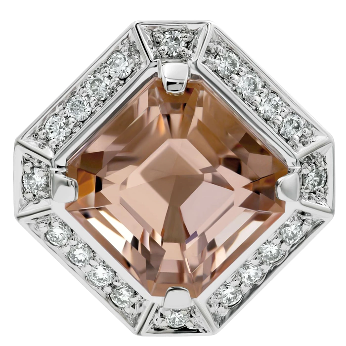 Imperial pendant in white gold with morganite and diamonds
