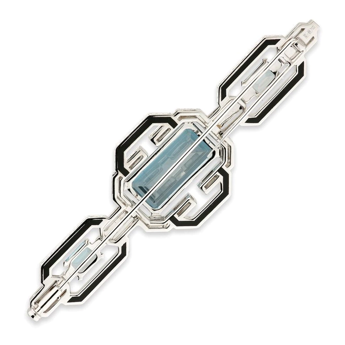 Brooch "Imperial" in white gold with topaz and diamonds
