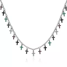 Nightshade necklace in white gold with sapphires, rubies, diamonds and emeralds