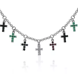 Nightshade necklace in white gold with sapphires, rubies, diamonds and emeralds