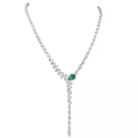 Imperial necklace in white gold with emerald and diamonds