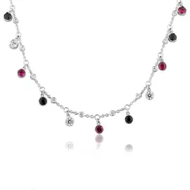 Nightshade necklace in white gold with sapphires, rubies and diamonds
