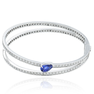 Браслет "Bateau" из белого золота с сапфиром и бриллиантами