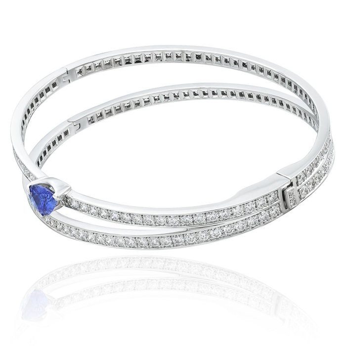 Браслет "Bateau" из белого золота с сапфиром и бриллиантами