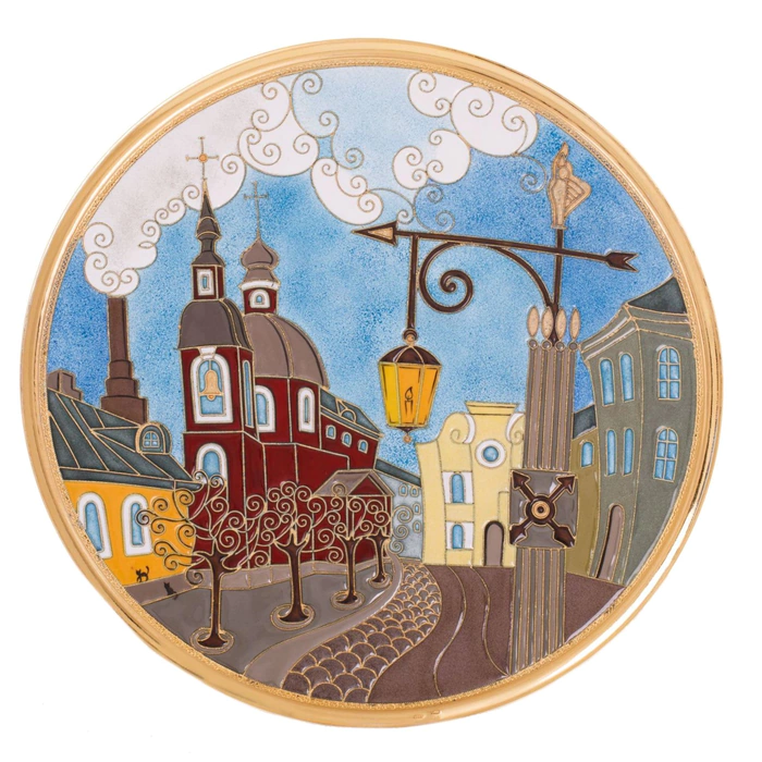Decorative plate "Panteleimon Church" made of silver
