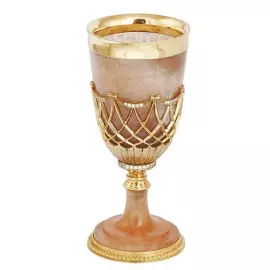 Украшение интерьера из халцедона и латуни с фианитом