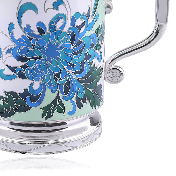 Silver sugar bowl "Chrysanthemums"