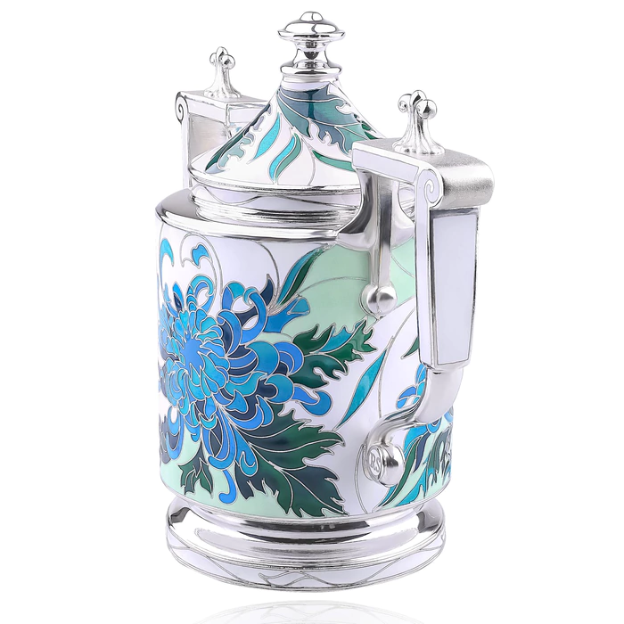 Silver sugar bowl "Chrysanthemums"
