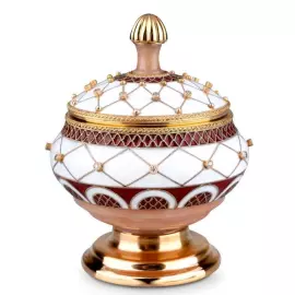 Серебряная сахарница "Шедевры перегородчатой эмали" с бриллиантами и кварцем