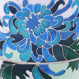 Подстаканник "Хризантемы" из серебра с эмалью