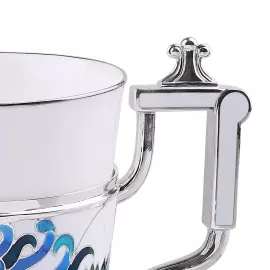 Подстаканник "Хризантемы" из серебра с эмалью