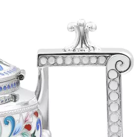 Подстаканник "Хризантемы" из серебра с эмалью