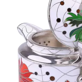 Серебряный сливочник "Маки" с эмалью