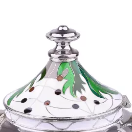 Серебряный сливочник "Маки" с эмалью
