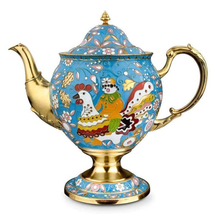 Silver teapot "Masterpieces of cloisonne enamel"