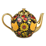 Серебряный чайник "Хохлома" с эмалью
