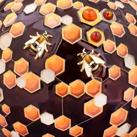 Серебряный чайник "Шедевры перегородчатой эмали" с янтарем и морионом