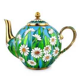 Чайный сервиз "Шедевры перегородчатой эмали" из серебра с эмалью, на 6 персон