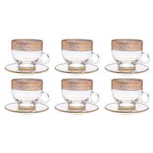 A set of tea pairs made of Timon Gold crystal for 6 people