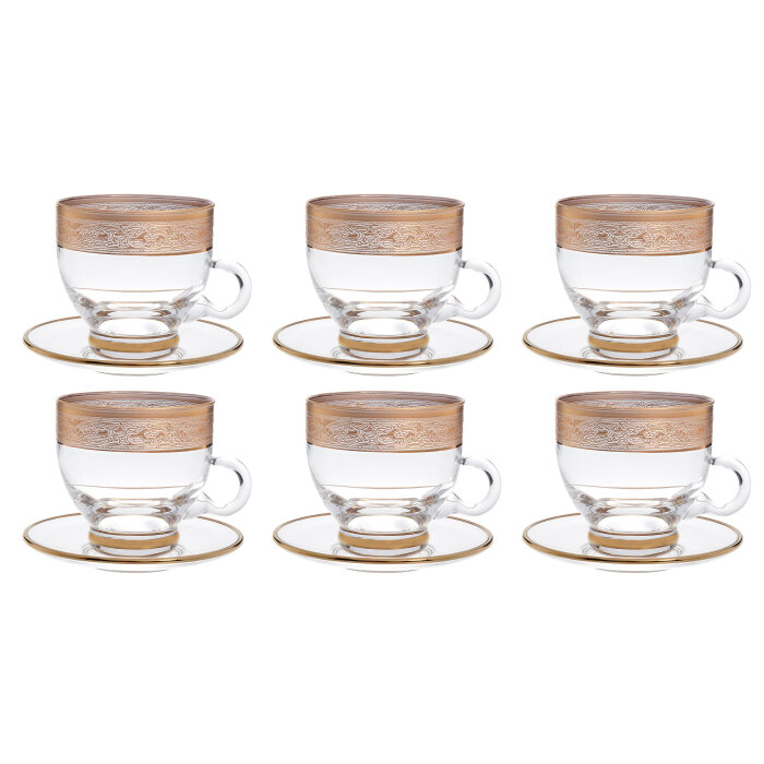 A set of tea pairs made of Timon Gold crystal for 6 people